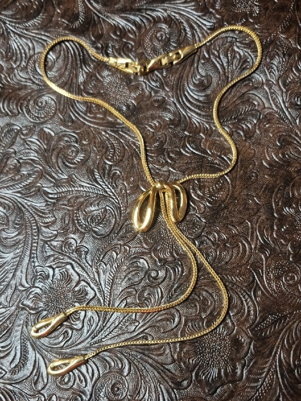 Vintage Monet Gold-Tone Sliding Lariat Necklace